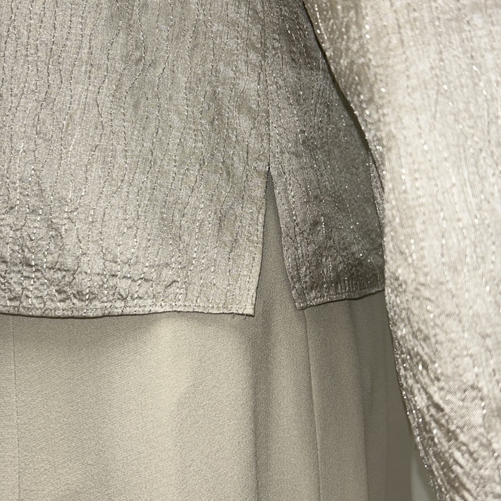 EILEEN FISHER | Silk Beechwood Shimmering Jacket Cardigan Lightweight Pewter M - Picture 6 of 12